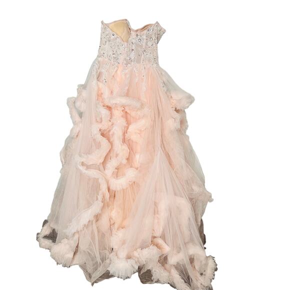 MAC DUGGAL Blush Pink Sheer Corset Hand Beaded Embroidered Ballroom Dress Size 8 - Picture 5 of 16